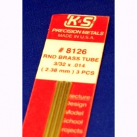 K&S Латунная трубка 2.36 мм х 0.355 мм х 304.8 мм, 1 уп. (3 шт.) - #KS8126